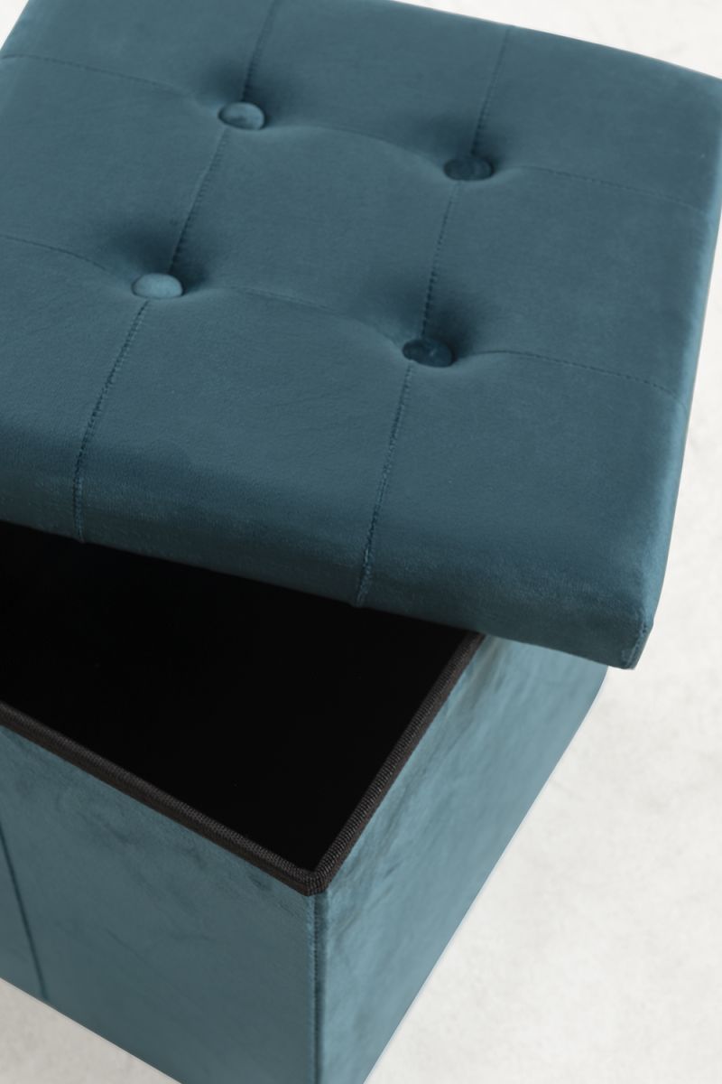 Pouf de rangement Button 38 cm Velours: Le puff pour la maison