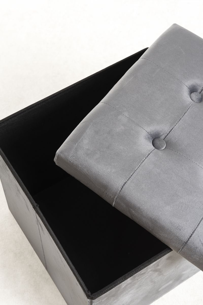 Pouf de rangement Button 38 cm Velours: Le puff pour la maison