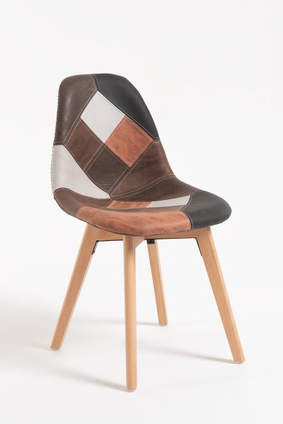 Chaise Kelen Patchwork Similicuir: La chaise scandinave que vous méritez