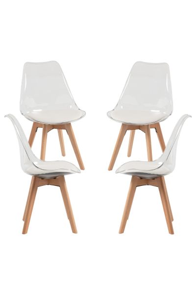 Pack 4 Chaises Synk Transparent Siège