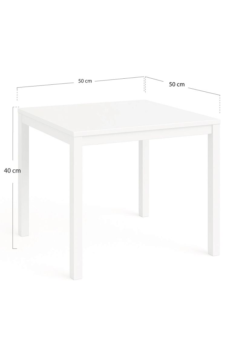 Table centrale Tian 50x50cm Blanc - La table à manger carré idèal