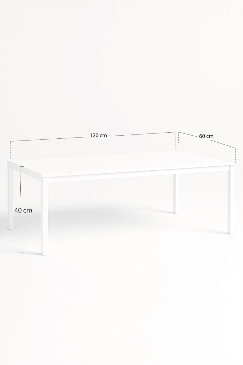Table centrale Tian 120x60cm Blanc - La table à manger carré idèal