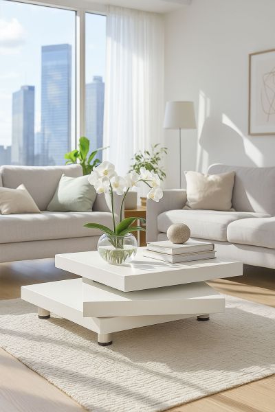 Table basse blanche à trois étagères Move