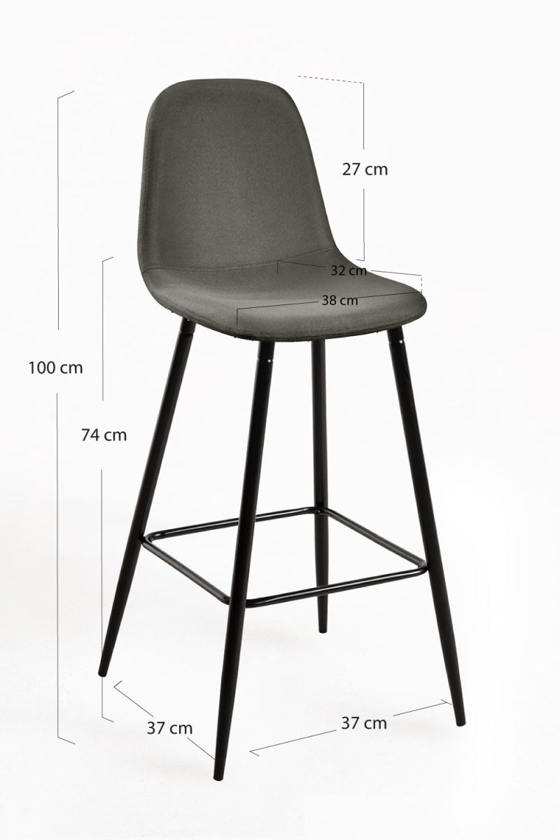 Tabouret Black Teok Tissu