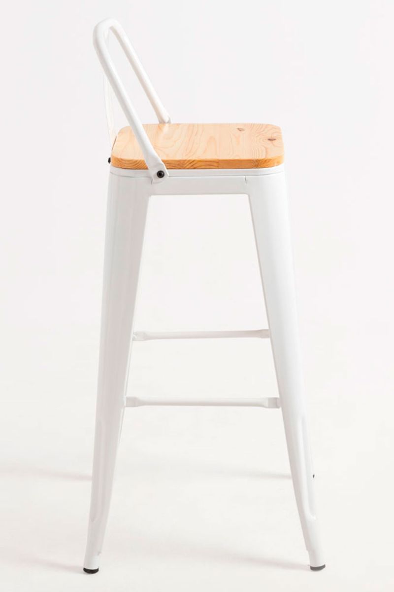 Tabouret Mel dossier Bois Naturel: Un tabouret industriel idéal