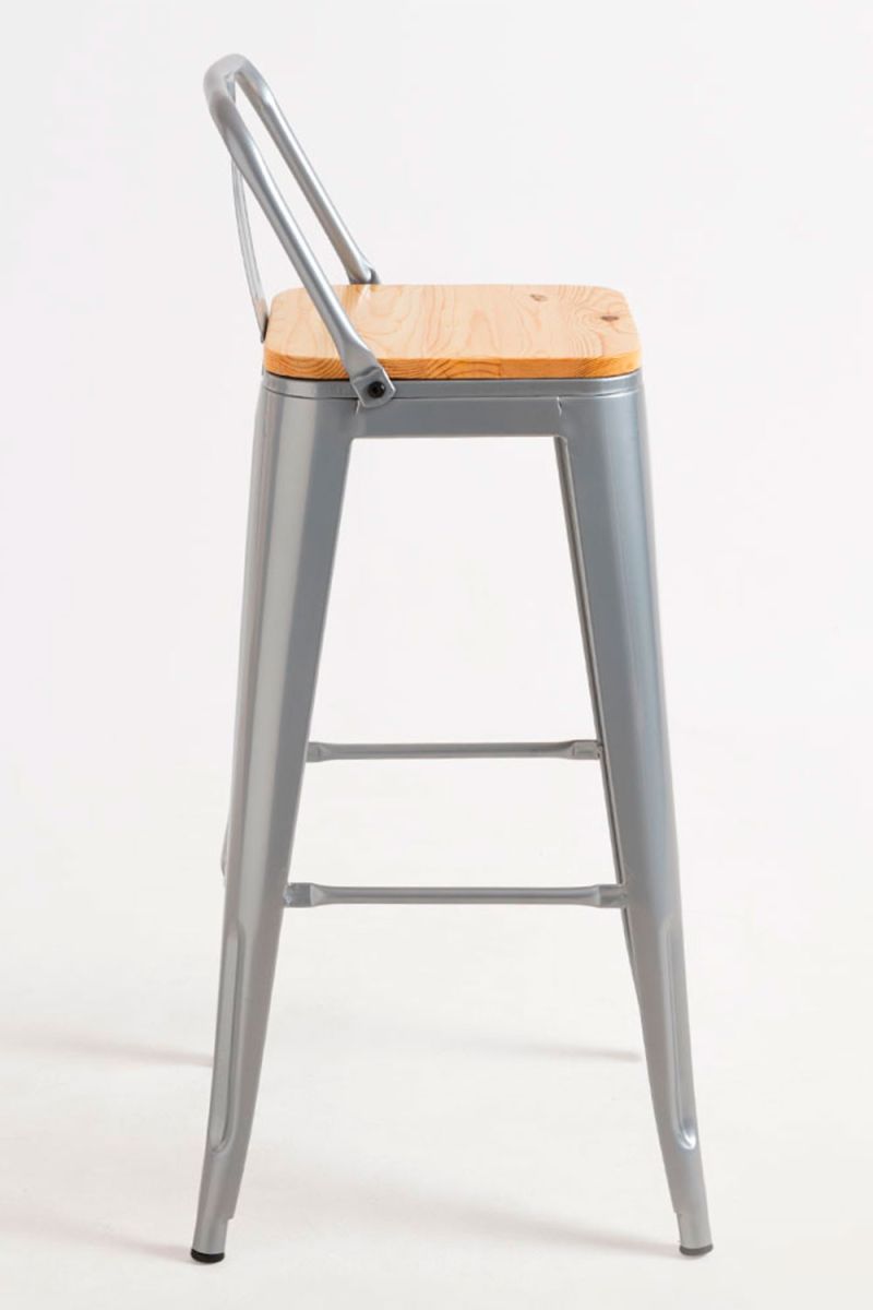 Tabouret Mel dossier Bois Naturel: Un tabouret industriel idéal