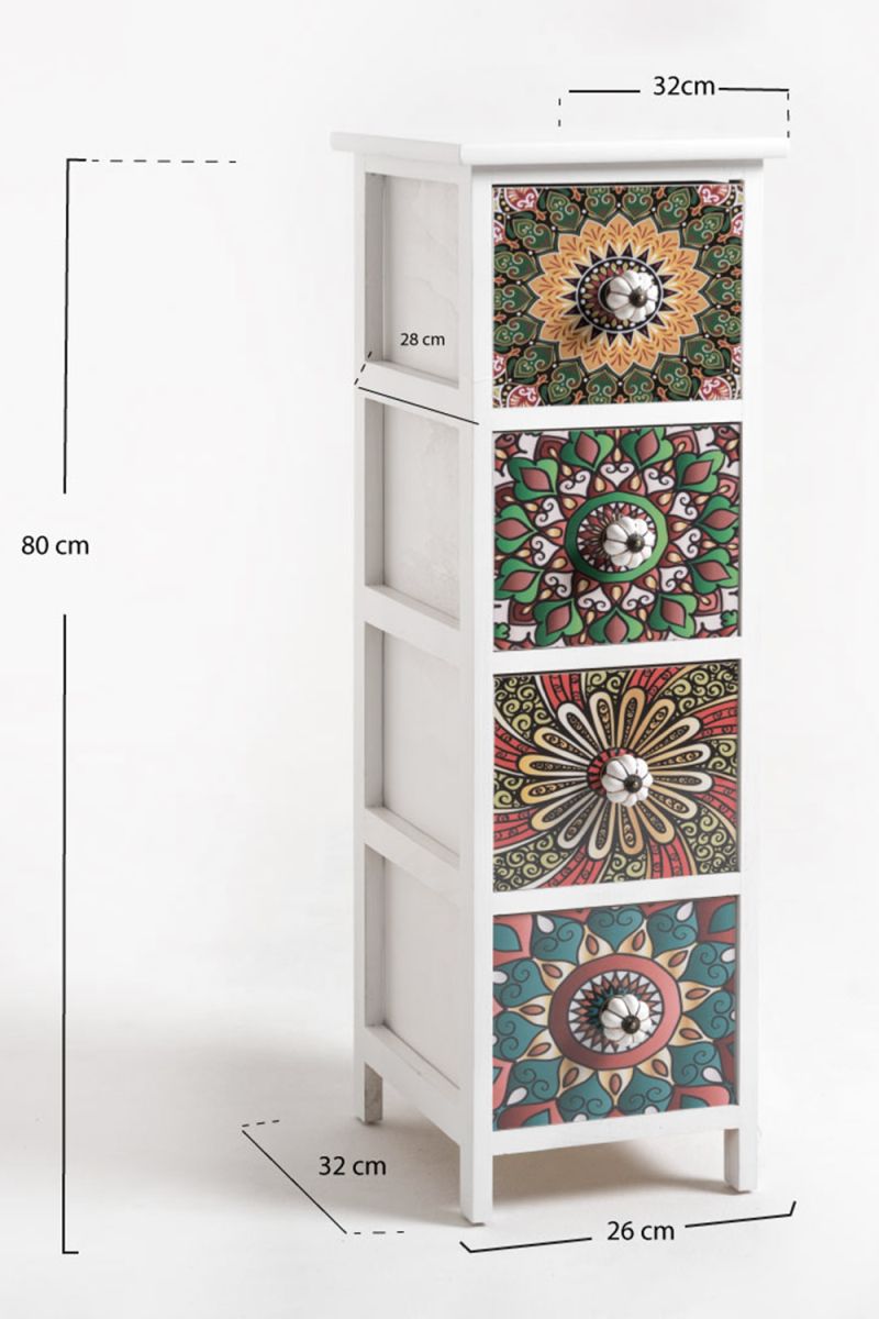 Commode Étroite Mosaiko 4 tiroirs